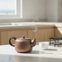 Tea Pot Pure Copper Hammered Finish Kettle with Compact Capacity and Distinctive Side Handle for Single-serving Brewing Suitable for Tea Lovers Tea Ceremony Office Home Decor