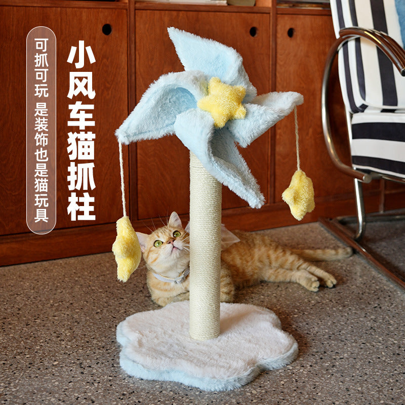 Windmill Cat Tree with Scratching Post, Sisal Rope, No Shedding, Cute Cat Toy