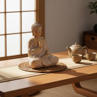 Wood Grain Buddha Ornament Chinese Design Home Decor Serene Design for Tea Room