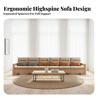 Sofa with Integrated Storage Table Nordic Design Couch sturdy Wood Frame Living Room Furniture for Families, Lounge Area, Large Apartment, Home Theater