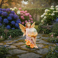 Solar Fairy Garden Light Rechargeable Battery Resin Fairy Night Light for Yard