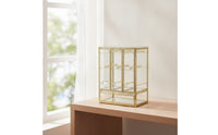Gold-Toned Jewelry Organizer with Hanging Rods 3-Compartment Jewelry Organizer with Drawers Decorative Transparent for Dresser