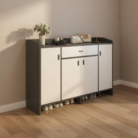 Wooden Footwear Storage Unit with Drawer Solid Wood Construction Freestanding Entryway Storage Cabinet Dust-Resistant Design Modern Shoe Rack With