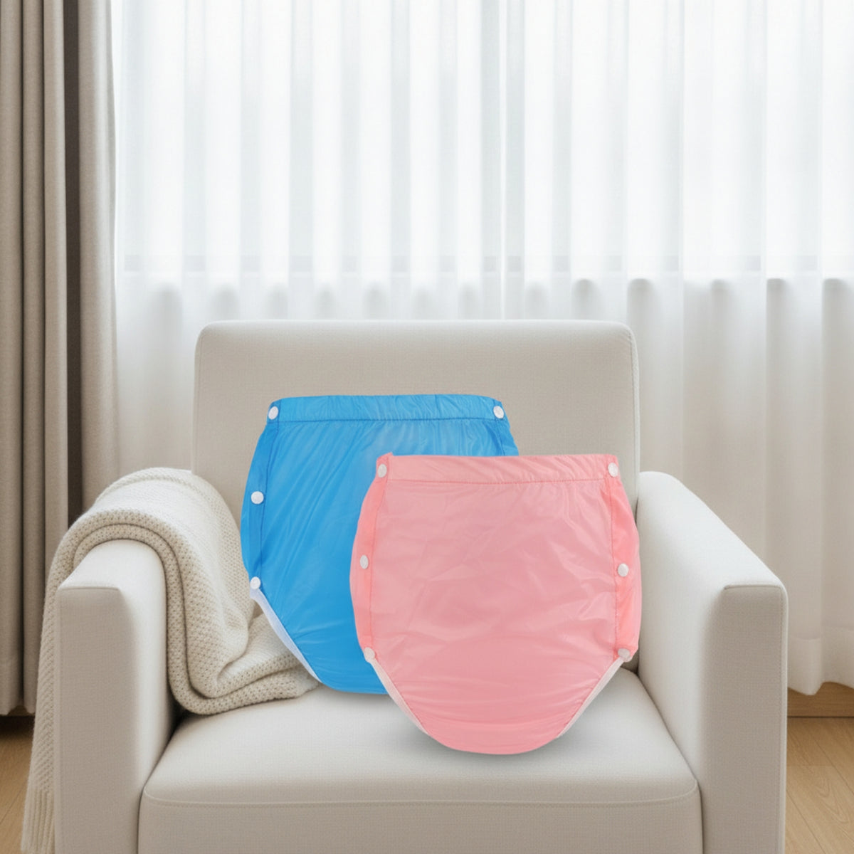 Waterproof Briefs with Side Snaps Leakproof Underwear with Side Snaps Washable Briefs with Snap Buttons Reusable for Adults, Patients, Elderly, Post-Surgery Recovery
