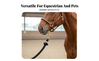 Braided Cotton Lead Rope Wear-Resistant Horse Lead with Brass Snap Sturdy Duty Equestrian Rope Comfortable Grip for Stable, Farm
