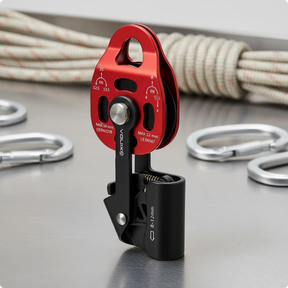 Rope Grab Pulley Wear Resistant Self-Braking Ascender Durable for Caving, Cavers