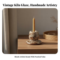 Kiln-Glazed Finish Ceramic Candlestick Multi-Functional Handled Taper Candle Holder With Handle for Photographers, Photography Prop, Bedroom