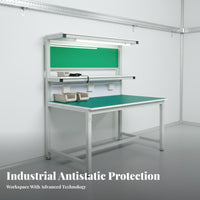 Includes LED Light Anti-Static Workbench Heavy-Duty Quality Inspection Desk Stable Frame Production Line Work Table Wear-Resistant for Factory Workers, Laboratory Technicians, Laboratoryoratory Oratory