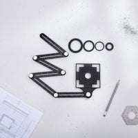 Foldable & Portable Tile Hole Accurate Measurement Tile Hole Tool Double-Calibrated Aluminum Alloy Layout Tool Rust-Proof for Tilers, Woodworking, Construction