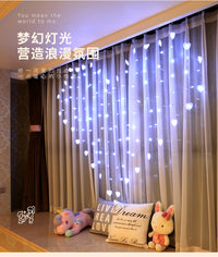 求婚室内场景布置生日房间装饰爱心灯串周年浪漫氛围窗帘LED彩灯 白色【USB可遥控 八功能闪烁模式】