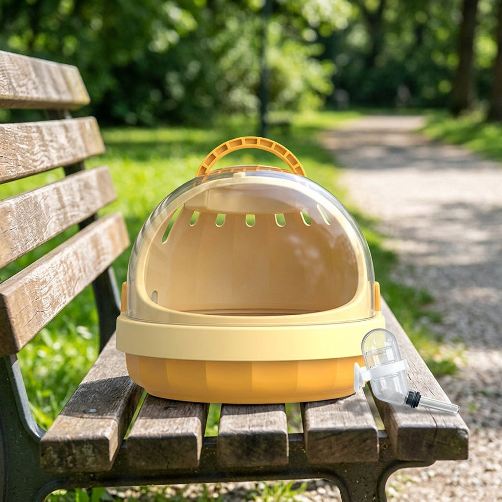 Portable Bird Cage and Small Bird Carrier, Dome Pet Bird Carrier with 60ml Water Bottle and Padded Liner for fresh air excursions and animal doctor