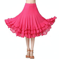 360 Degree Billow Dance Skirt Built-in Lining Latin Dance Practice Skirt for Dancers