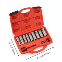 11 Pieces Nut Extractor Set High-Hardness Bolt Extractor Socket Set Heat-Treated Removal Tool for Mechanics, Workshop