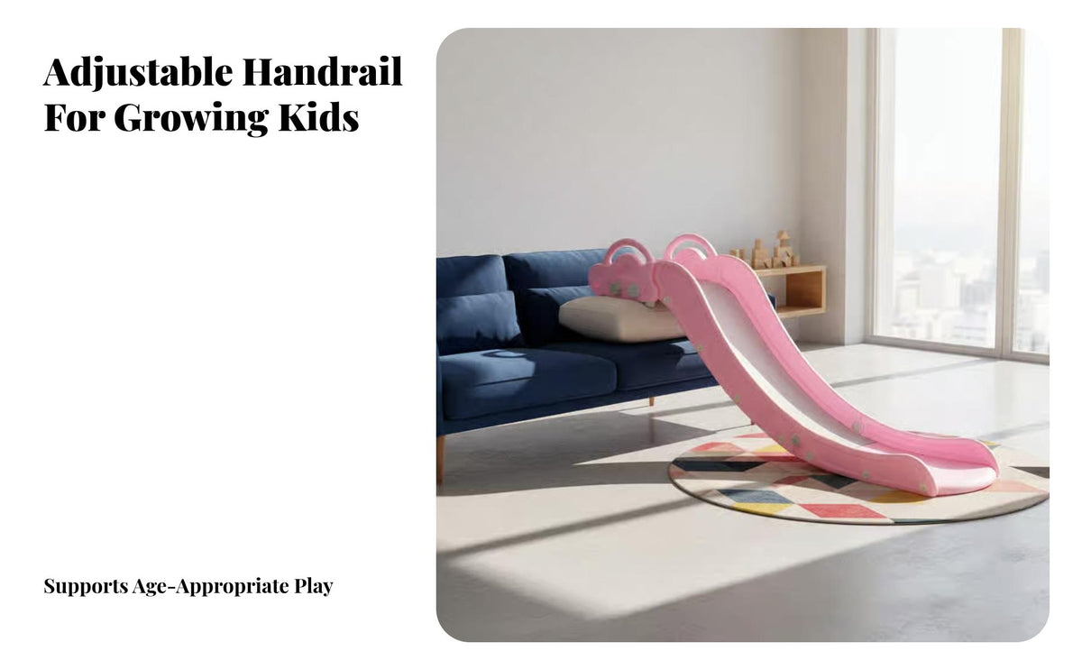 Safe Rounded Edges Bedside Slide Anti-Slip Base children's Play Equipment Safety Deceleration Zone Space-Saving for Toddlers, Preschoolers, Parents, Indoors, Indoor, Playroom, Living Room