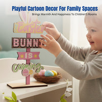 Wooden Easter Bunny Desktop Decor, Creative Sign, Cute Bunny, Home and Holiday Decoration