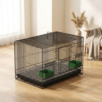 Portable Bird Cage for Small Exotic Pets, Metal Pet Bird Cage with Handle and Slide-Out Tray, Indoor Small Bird Cage with Perches and Food Bowls