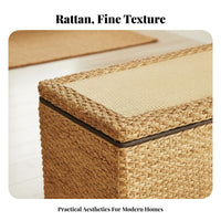 Woven Storage Stool Long-Lasting Frame Footstool Multi-Functional Design