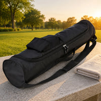 Cylindrical Exercise Mat Bag Zippered Exercise Mat Carrier Canvas-Like Carrying Case Shoulder Strap