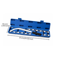 15-Piece Pulley Tool Kit Black Secure Hold Space Access Engine Belt Pulley Removal Set Engine Belt Wrench Set