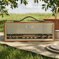 Front Grille Retro Wooden Bluetooth Radio Speaker Control Knobs Portable Wooden Radio Speaker Push Buttons