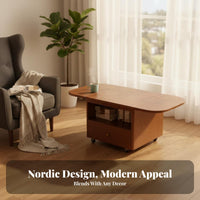 Foldable Design Expandable Rolling Storage Table Folding Living Room Furniture Space-Saving Multi-Functional for Small Apartment Dwellers, Homeowners, Families, Balcony, Bedroom, RV Camping, Office