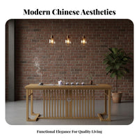 Solid Wood Construction Gongfu Tea Table and Chair Set Modern Chinese Design Home Furniture Zen-Inspired Design Easy to Clean for Homeowners, Apartment Dwellers, Office Managers, Balcony, Living Room, Restaurant