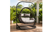 Egg Swing Chair with Stand Freestanding Egg Chair with Stand Outdoor Furniture for Adults, Readers, Living Room