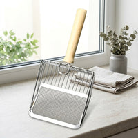 Cat excrement collector with Wooden Handle, Metal Scooper and Sifter for Cat Dog waste container earthy brown Mesh Scooper and Sifter