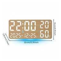 Digital Clock with Date Display Rounded Corners Wood-Grain LED Wall