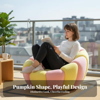 Pumpkin-Shaped Armchair 360° rotate Pumpkin-Shaped Seat with Footstool Soft and Breathable Ergonomic Design for Readers, Bedroom
