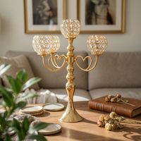 Candelabra with Crystal Beads Tall Candelabra Centerpiece Lustrous Candle Holder with Five Heads for Event Decorators, Party Backdrops