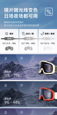 Overide Cub 2425 男女滑雪运动户外复古变色全天候雪镜滑雪眼镜