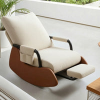 High-Back Rocking Lounge Chair with Leg Rest Corduroy Rocking Lounge Chair with Footrest Foldable Reclining Rocker with Footrest Sturdy for Balcony