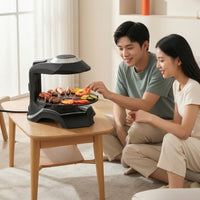 Infrared Electric BBQ Grill with Circular Plate Indoor Tabletop Grill Easy to Clean Low-Oil for Kitchen