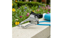 Two-pullPull Front Derailleur with Clamp Collar Triple Clamp-on Front Derailleur Adjustable Bike Part Compatible for Commuters