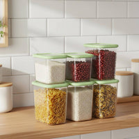 6 Pieces Airtight Food Storage Container Set Transparent Body for Refrigerator