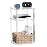 3-Tier Acrylic Square Table Small Nightstand for Living Room, Bedroom, Bedside, Heavy Duty