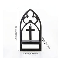 Arched Wall Shelf Versatile Shelf with Cross Ornament Compact for Prayer Corner