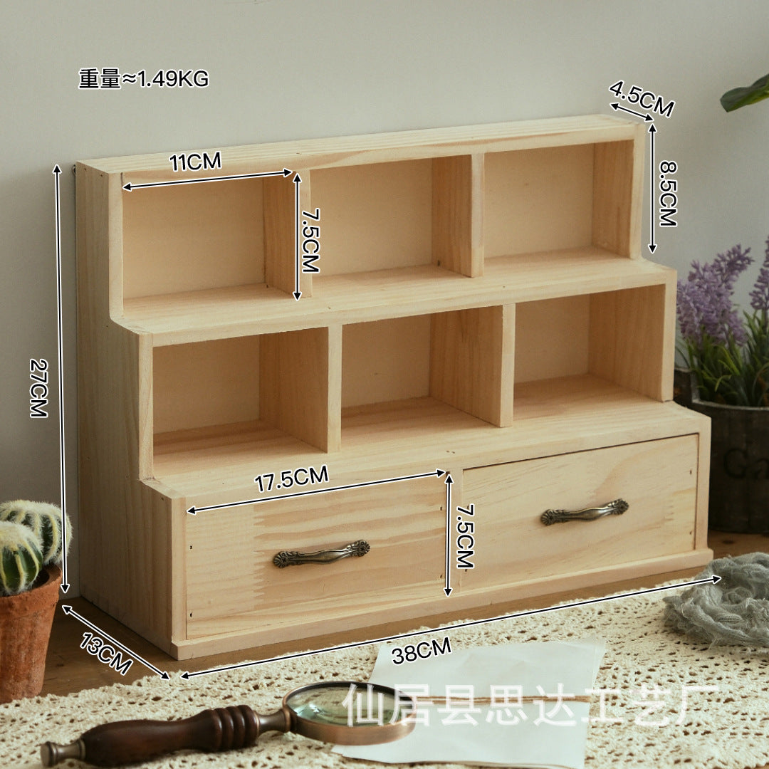 Wood / 6 Grids 2 Drawers
