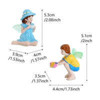 2 Pieces Boy and Female Fairy Figurines Hand Painted Miniature Whimsical Pair Statue Waterproof Figurine Set for Balcony, Desktop