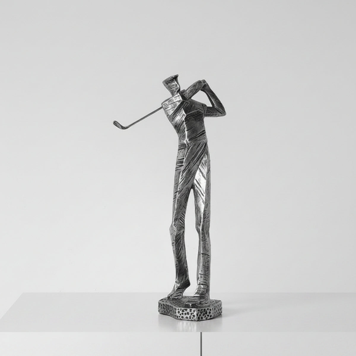 Golfer Statue with Golf Club Shiny Golfer Figurine Tabletop Decor for Bookshelf