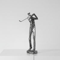 Golfer Statue with Golf Club Shiny Golfer Figurine Tabletop Decor for Bookshelf