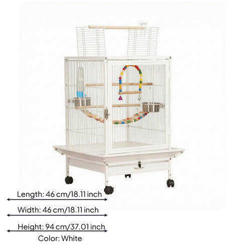 Bird Enclosure with Stand Wheeled Pet Enclosure Bottom Tray for Household Use