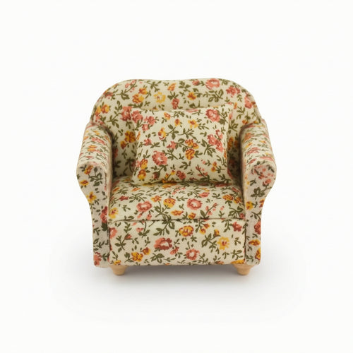 Dollhouse Sofa with Pillows 1/12 Scale Dollhouse Couch Upholstered for Hobbyists