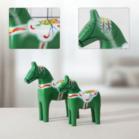 Wooden Horse Figurine Hand-Painted Dala Horses Swedish-Style