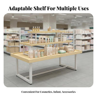 Versatile 3-Tier Display Stand Sturdy Supermarket Island Rack Heavy Duty 3-Tier Display Table Modular Design for Retailers, Boutique Owners, Crafters, Convenience Shop, Shopping Mall, Temporary Shops, Farmers Markets