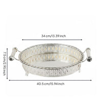 Decorative Fruit Basket European Style Oval Silver Platter with Handles Luxury Quality Home Decor for Living Room, Party
