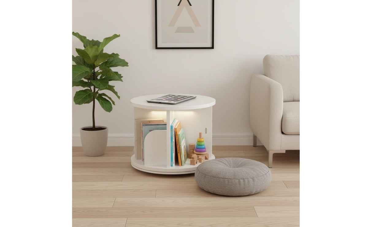 Space-Saving 360 Degree Bookcase Easy Assembly Rotating Bookshelf Sturdy & Long-Lasting Floor Standing Book Book Rack Versatile Application for Playroom, Nursery, Bedroom