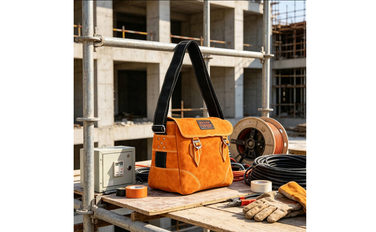 Long-Lasting Leather Tool Bag with Shoulder Strap Structured Tool Bag with Shoulder Strap Large Multi-Purpose for Job Sites