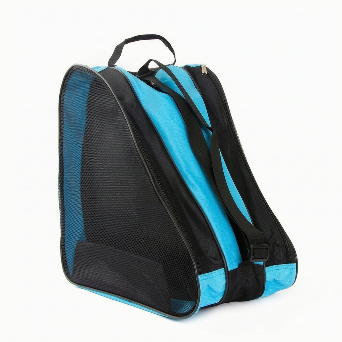 Mesh Roller Skate Bag with Helmet Pocket Breathable Triangular Skate Bag 3-Layer Zippered for Skaters, Skating Lessons